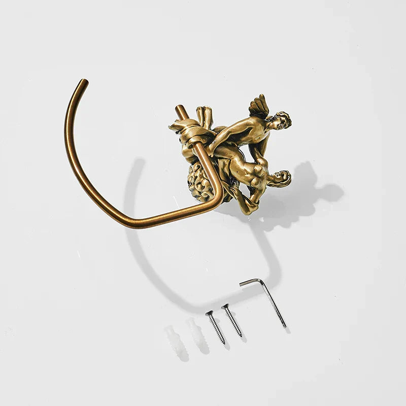 DecorBites™ Bronze Towel Rack: Wall Mounted Brush Towel Ring for Romantic Series Shower Room