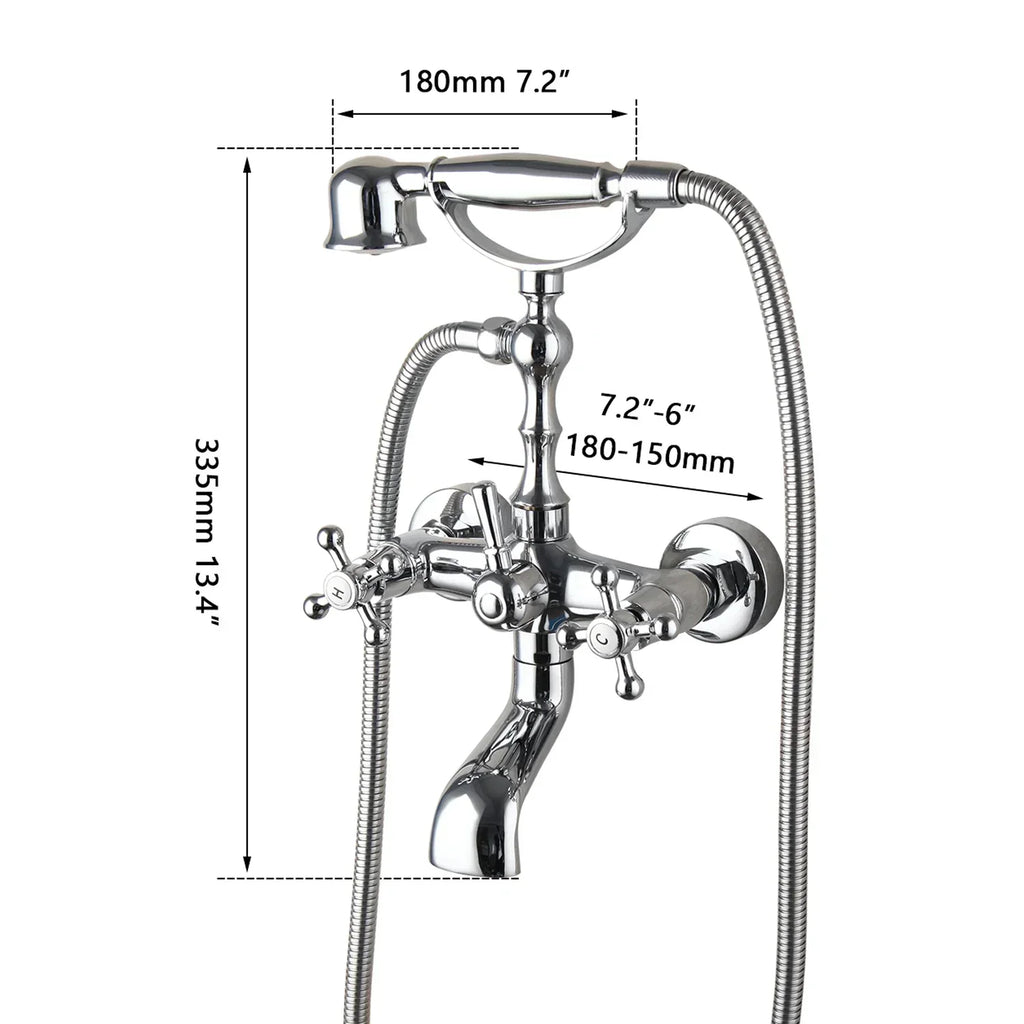 DecorBites™ Brass Bathroom Faucet Set with Hand Shower - Wall Mounted Chrome Water Mixer