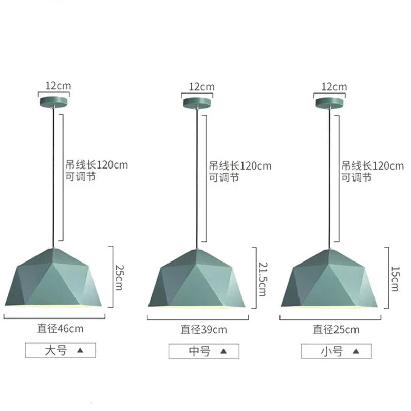 DecorBites™ Iron Diamond Pendant Lights Modern Geometry Pendent Lighting for Living Room & Cafe