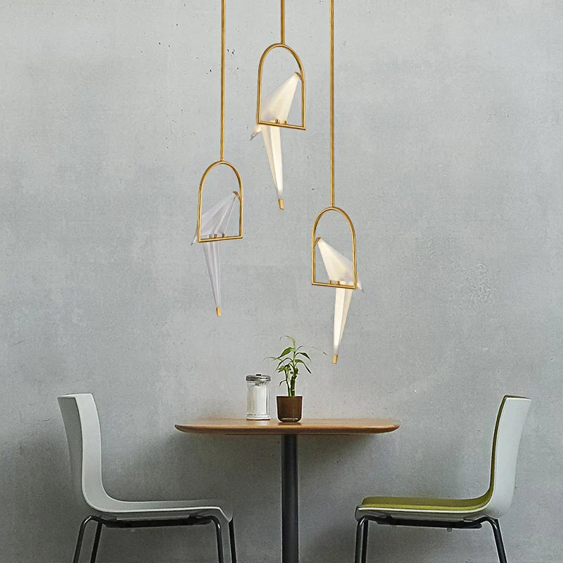 DecorBites™ Love Bird Chandelier Lighting - White Gold Designer Lustre for Dining Room