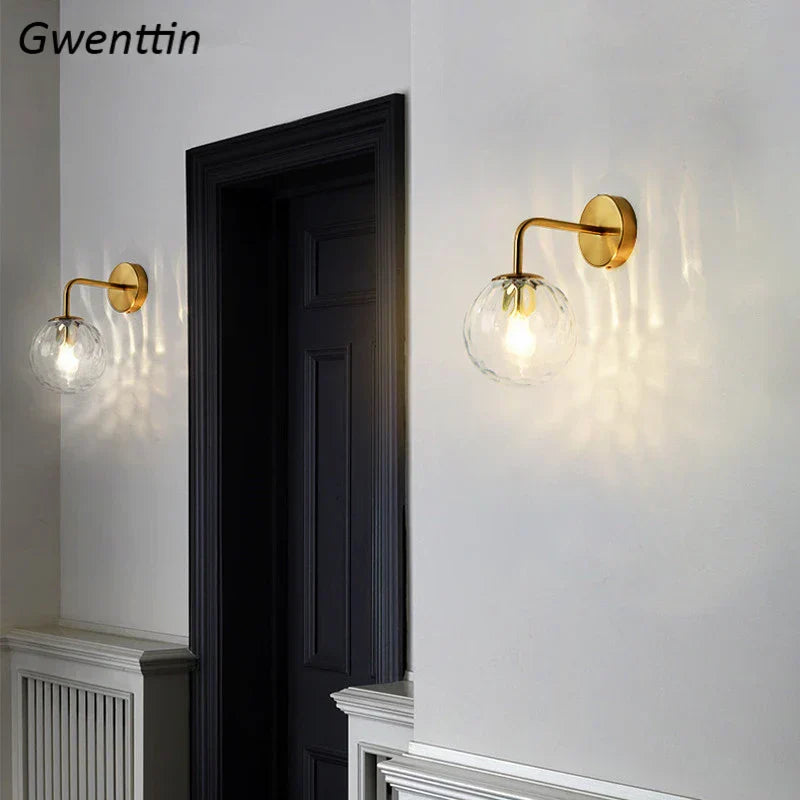 DecorBites™ Gold Glass Ball Wall Lamp | Nordic Mirror Sconce Indoor Lighting