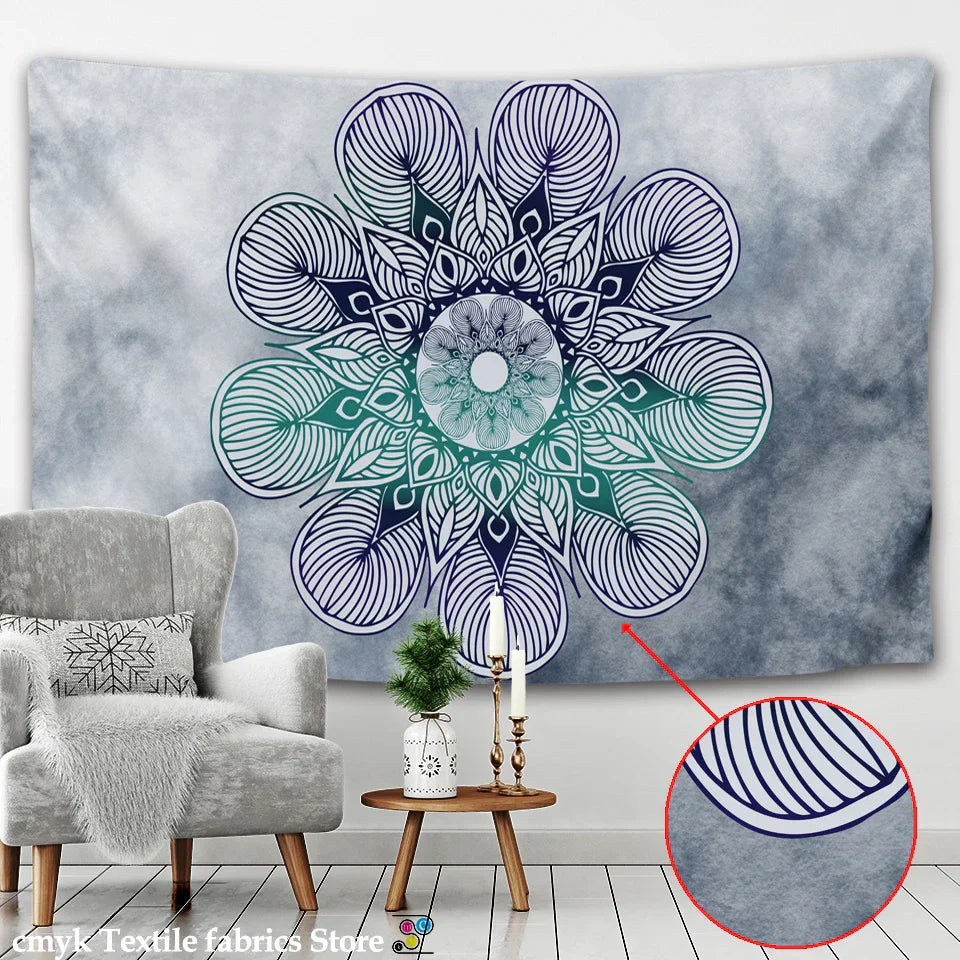 DecorBites™ Boho Sun Moon Mandala Wall Tapestry Psychedelic Hippie Decor