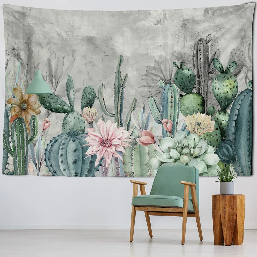 DecorBites™ Cactus Tropical Plant Tapestry Wall Hanging for Children's Room Hippie Cartoon Home Decor