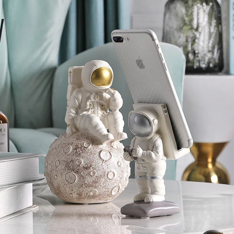 DecorBites™ Astronaut Phone Holder Figurine Home Decor Space Man Sculpture Cosmonaut Statue