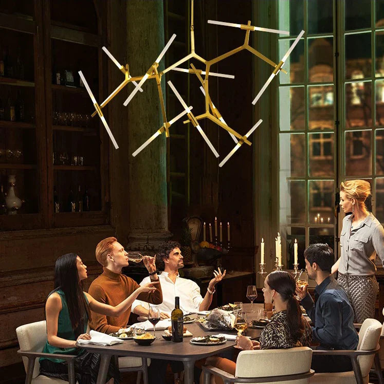 DecorBites™ Branch Suspension Pendant Light - Gold Black G9 LED Iron Glass Fixture