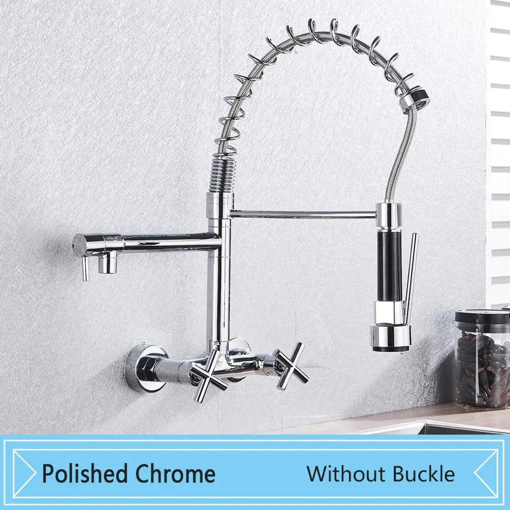 DecorBites™ Black Wall-Mounted Kitchen Faucet with Swivel Spout and Dual Handles