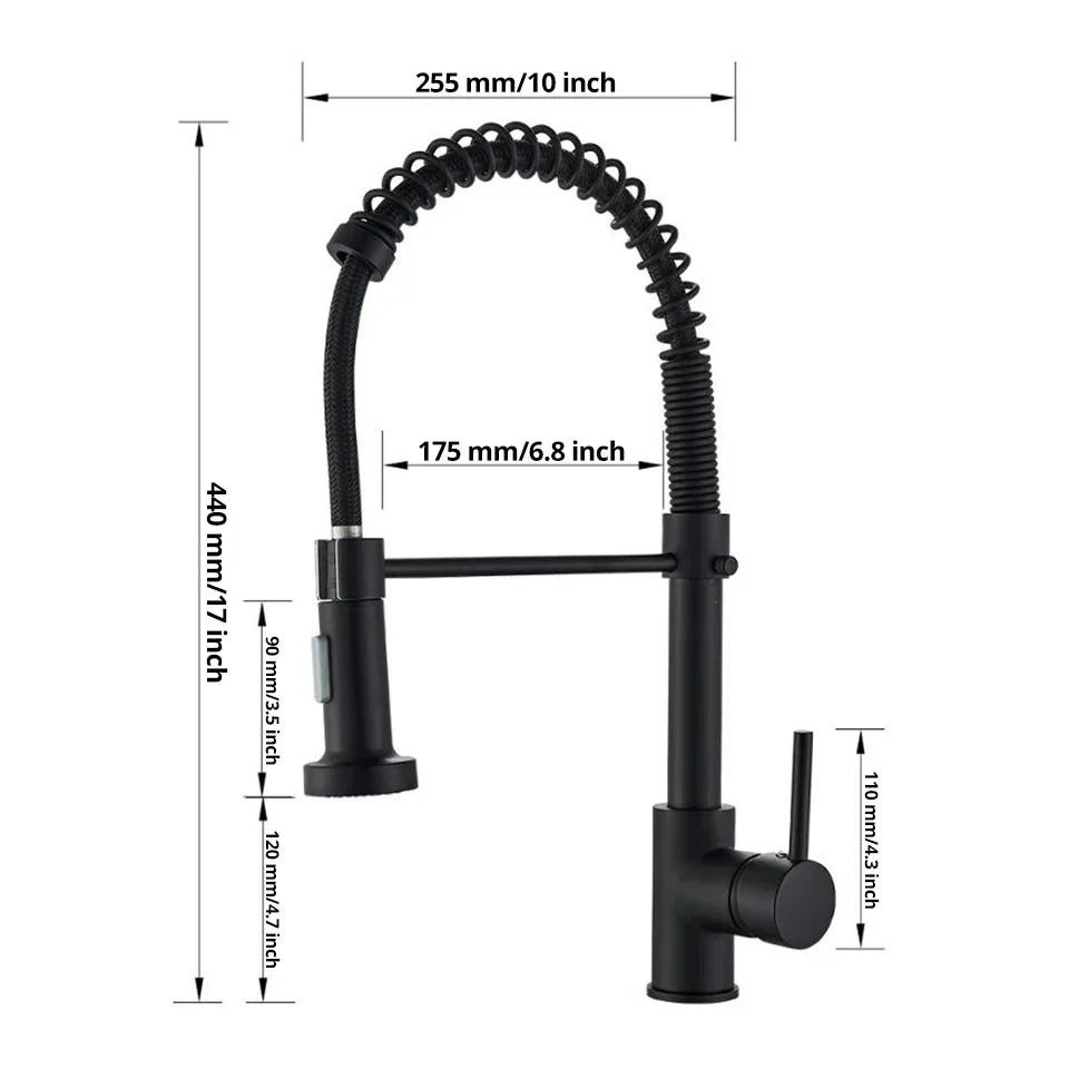 DecorBites™ Brushed Nickel Pull Down Kitchen Faucet - 360° Rotation Hot Cold Water Mixer