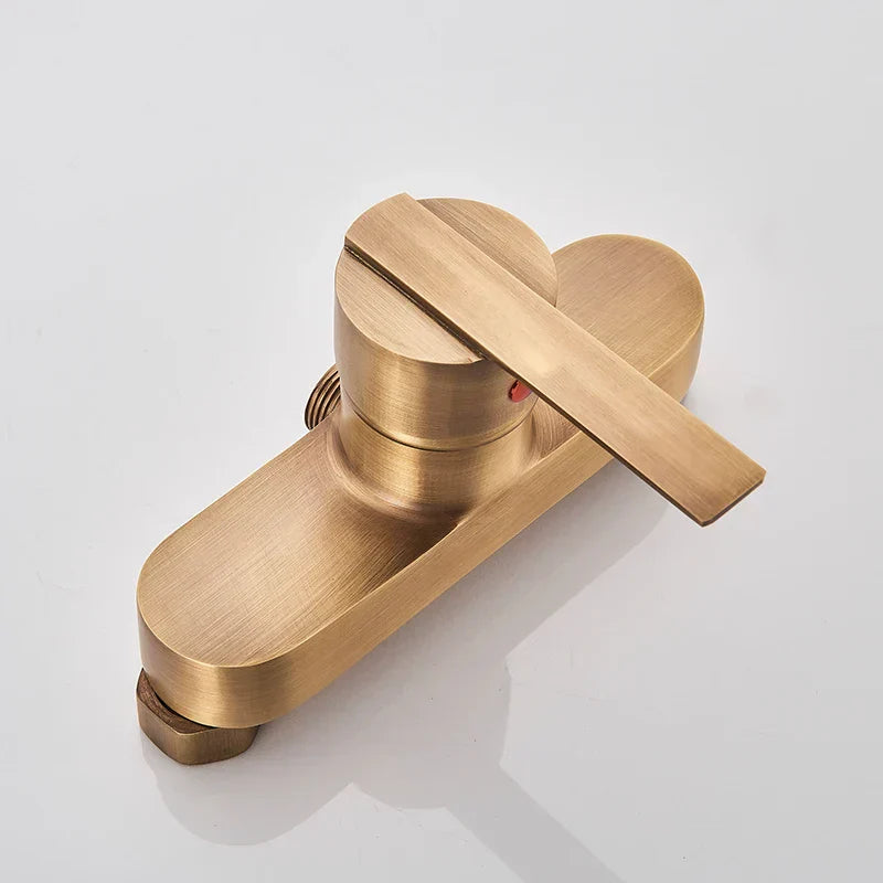 DecorBites™ Brass Antique Shower Set with Handshower, Wall Mounted Single Handle Faucet