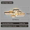 DecorBites™ Black+Gold Modern LED Chandelier for Living Room Dimmable Nordic Minimalism Lighting