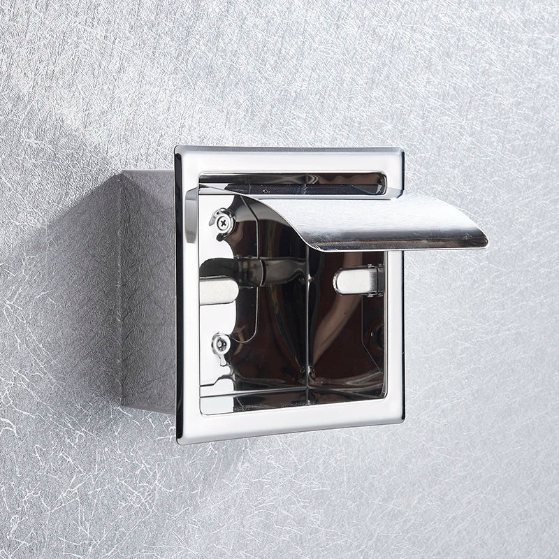 DecorBites™ Bathroom Paper Holder Matte Black/Chrome Wall-Mounted Towel Rack & Roll Paper Box
