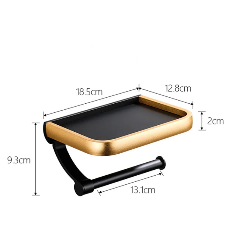 DecorBites™ Black Tissue Paper Holder with Phone Stand - Toilet Roll Rack & Storage Box