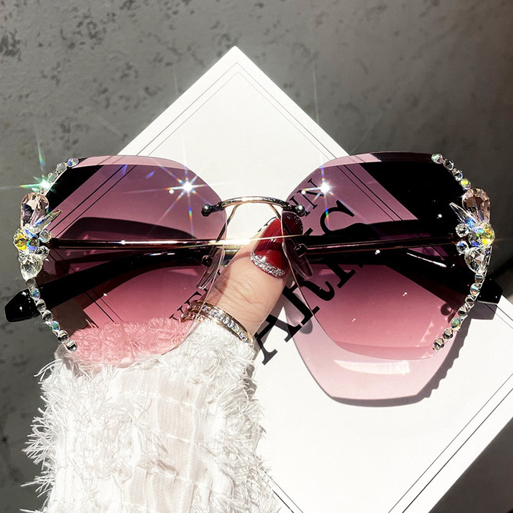 Rhinestone Rimless Sunglasses