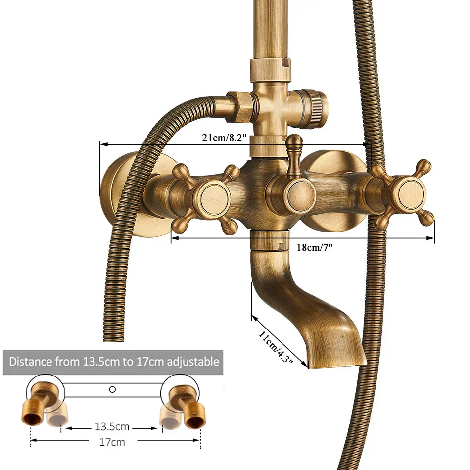 DecorBites™ Brass Shower Set with 8" Rainfall Head and Hand Sprayer