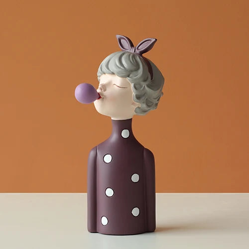 DecorBites™ Bubble Girl Resin Figurines: Modern Sweet Young Girl Decor for Home, Weddings, Birthdays