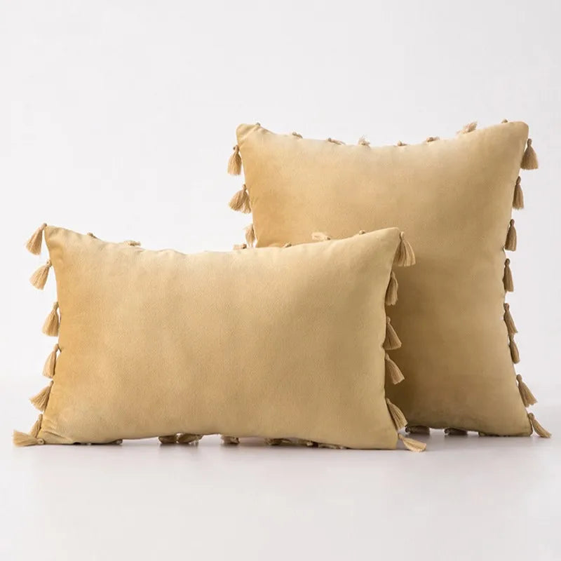 DecorBites™ Boho Tassel Fringe Orange Pillow Covers Pack for Home Decor