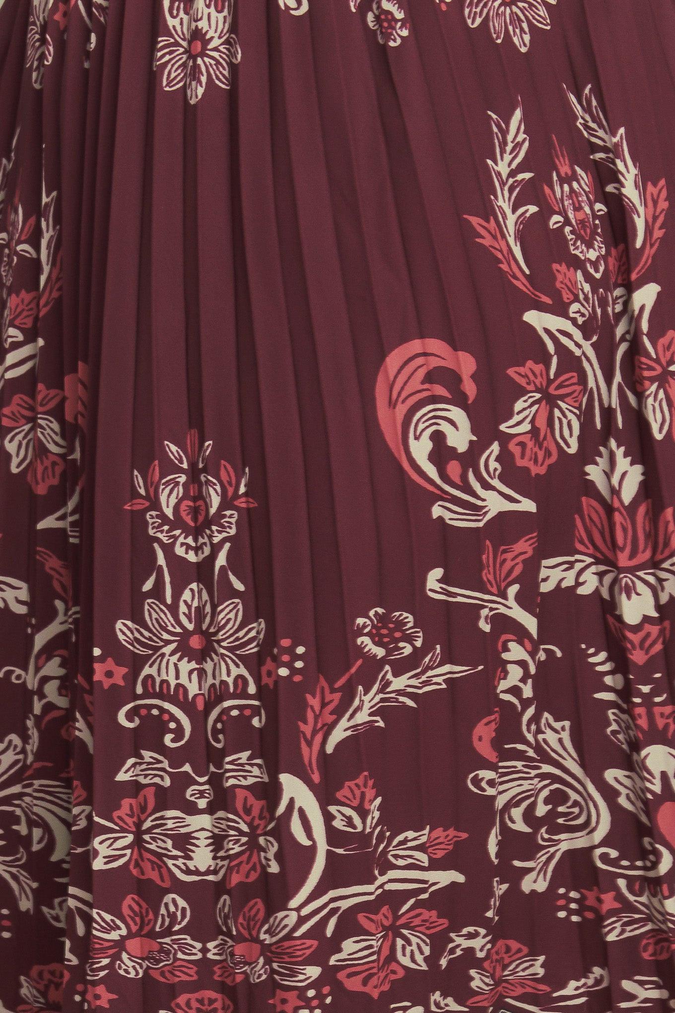 AZTEC CHERRY WOVEN MIDI SKIRT