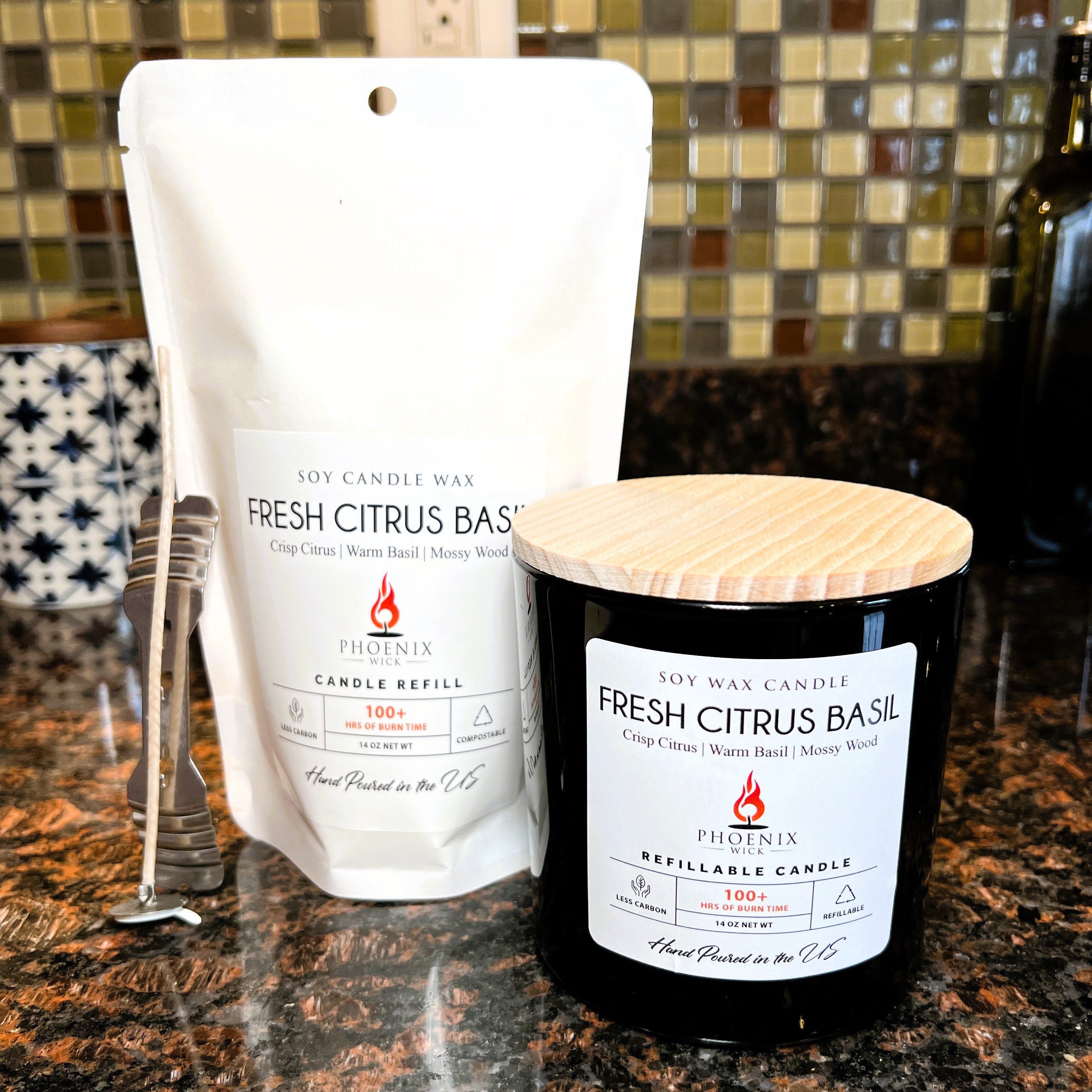 Fresh Citrus Basil - Candle-Making Kit + Jar
