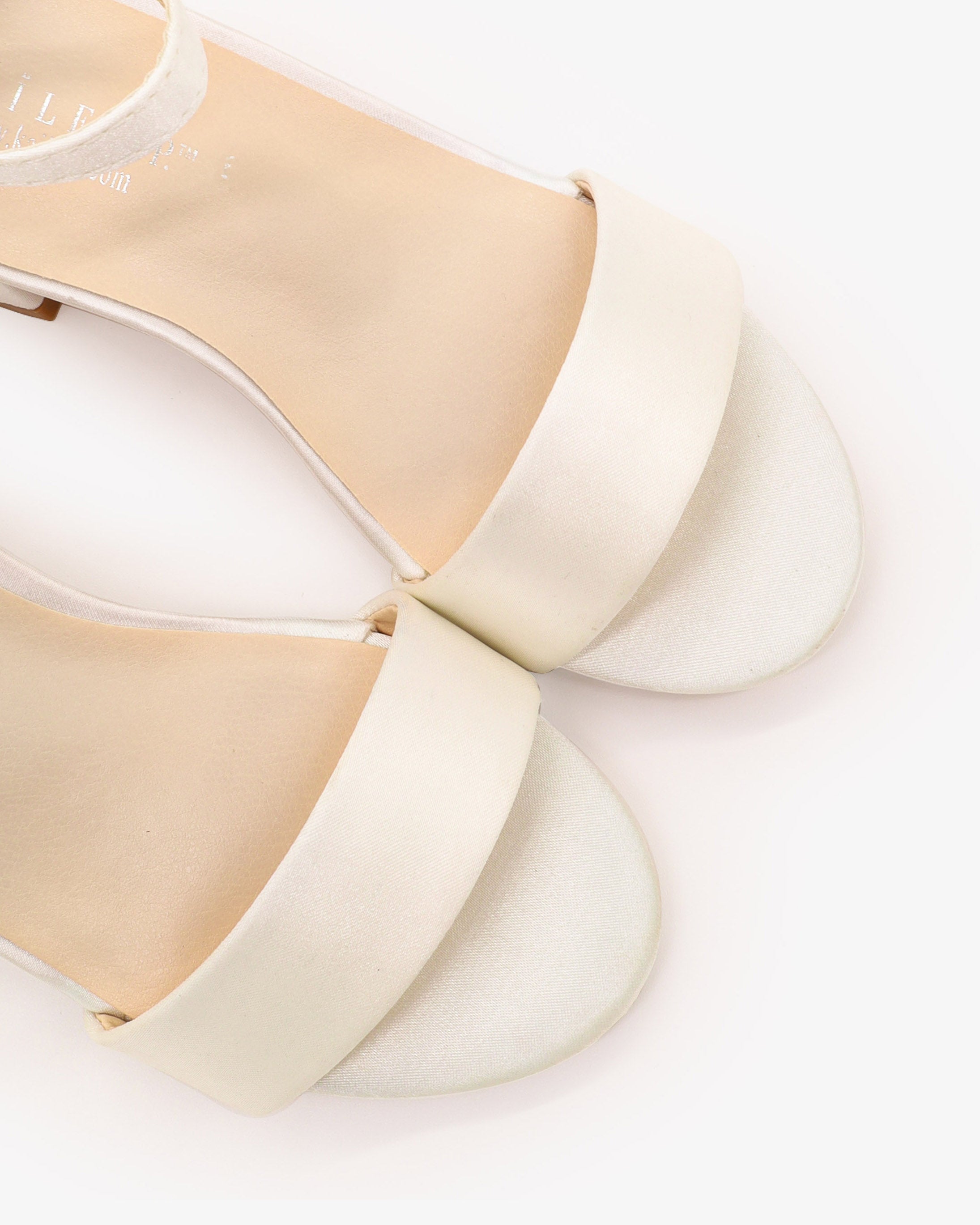 Satin Girls Block Heel Sandals with Ankle Strap