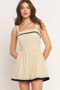 LOVELY LINE WOVEN ROMPER