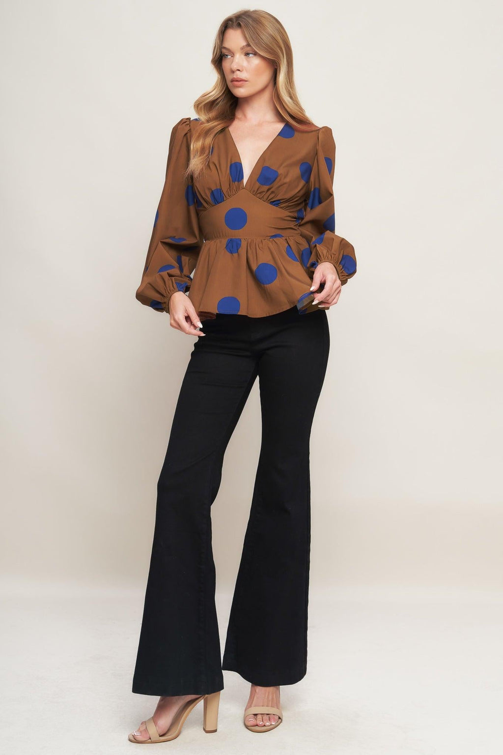 BLUE MOON DOTS WOVEN TOP