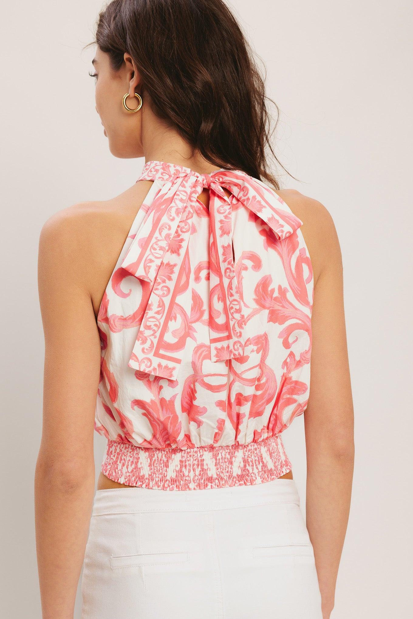 AMALFI SUNSET HALTER WOVEN TOP