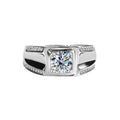S925 Sterling Silver Moissanite Men's Ring 1 Karat Double-row Micro-inlaid
