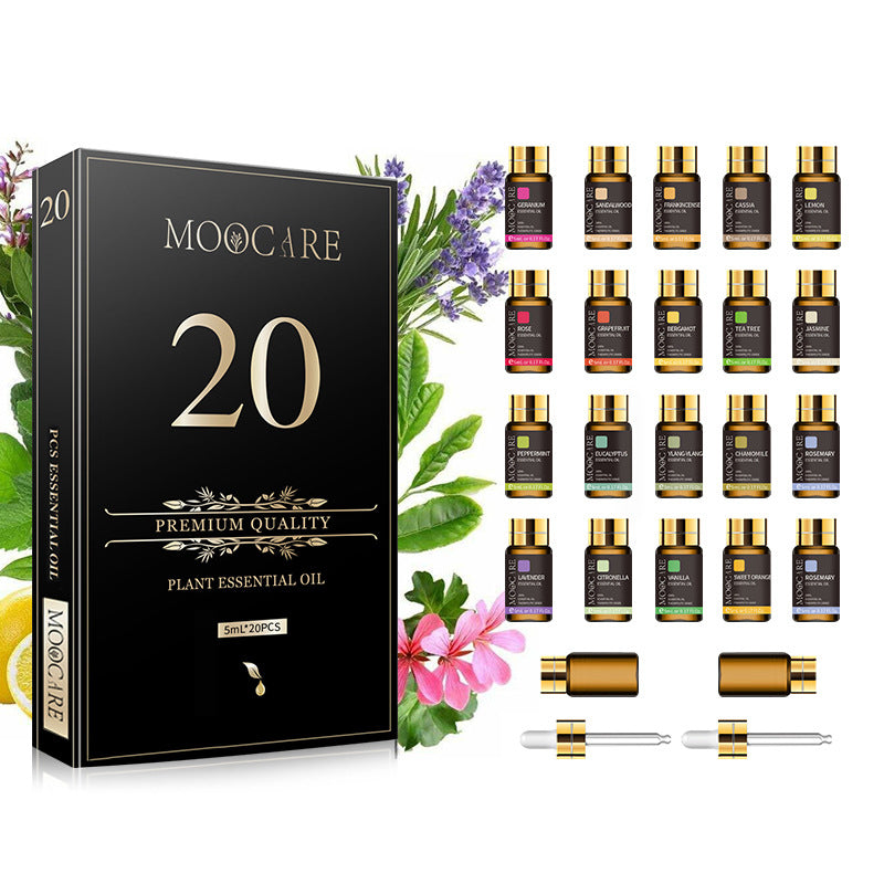 Moocare Aromatherapy Essential Oil Set - 20 Piece Pure Essential Oils Kit for Diffusers, Massage & Home SPA (5ml Each)