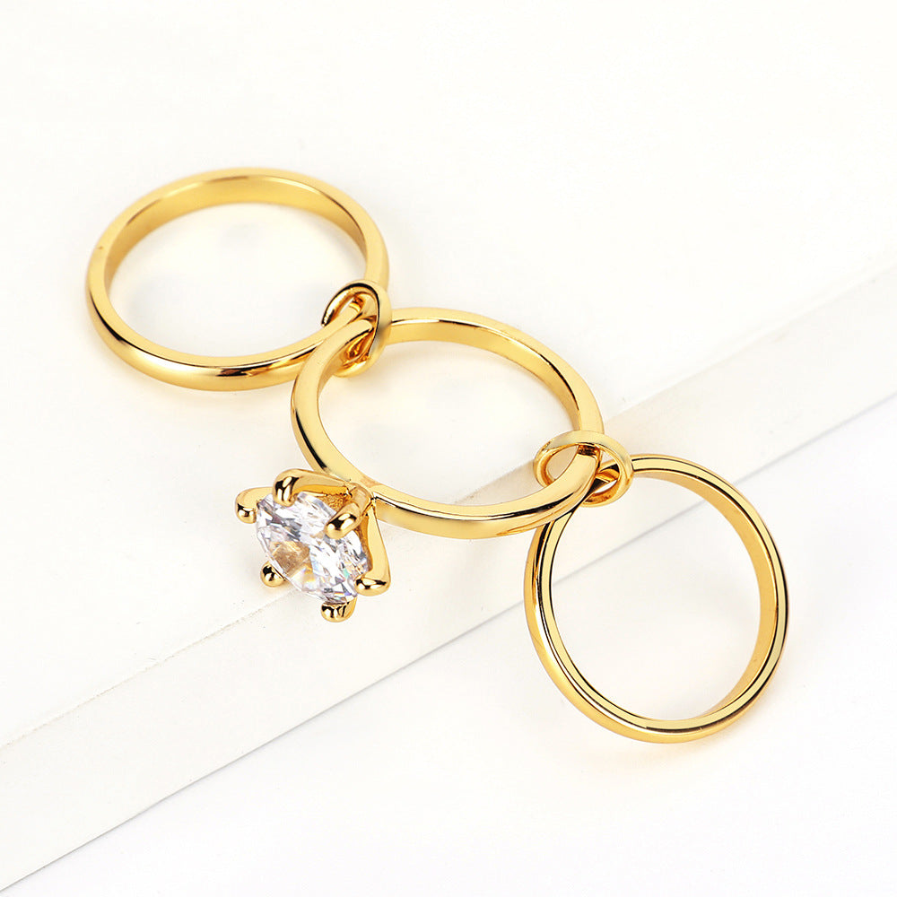 Diamond Ins Fashion Personality European And American Zircon Non-fading Ring