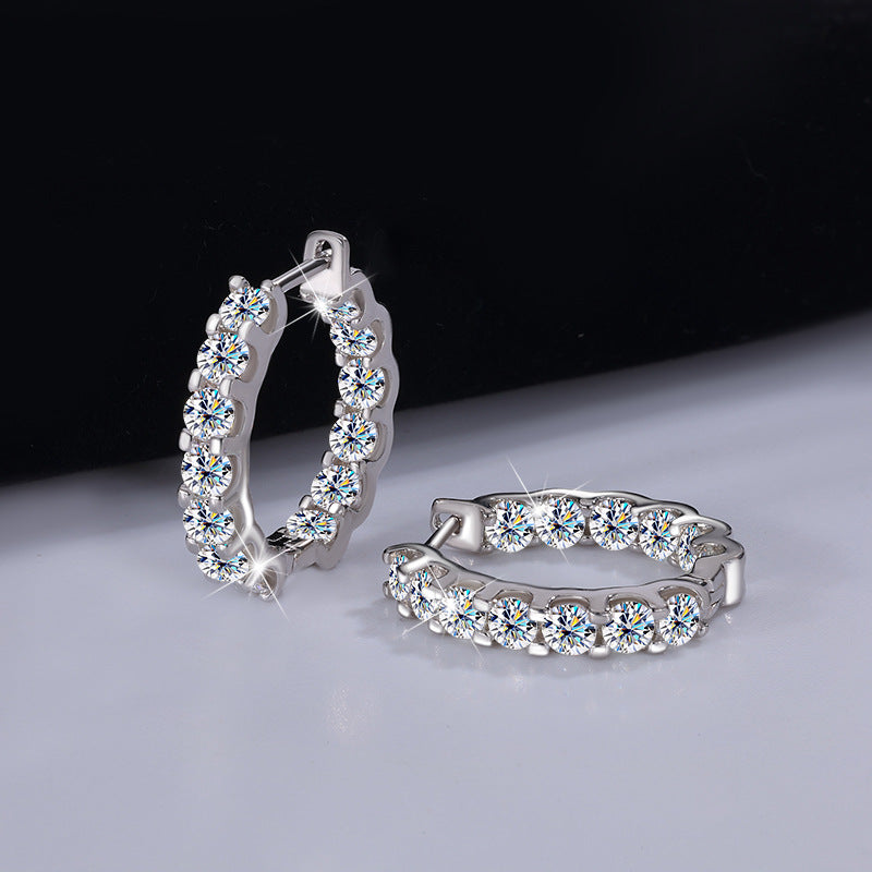 S925 Silver Moissanite Full Diamond Earrings