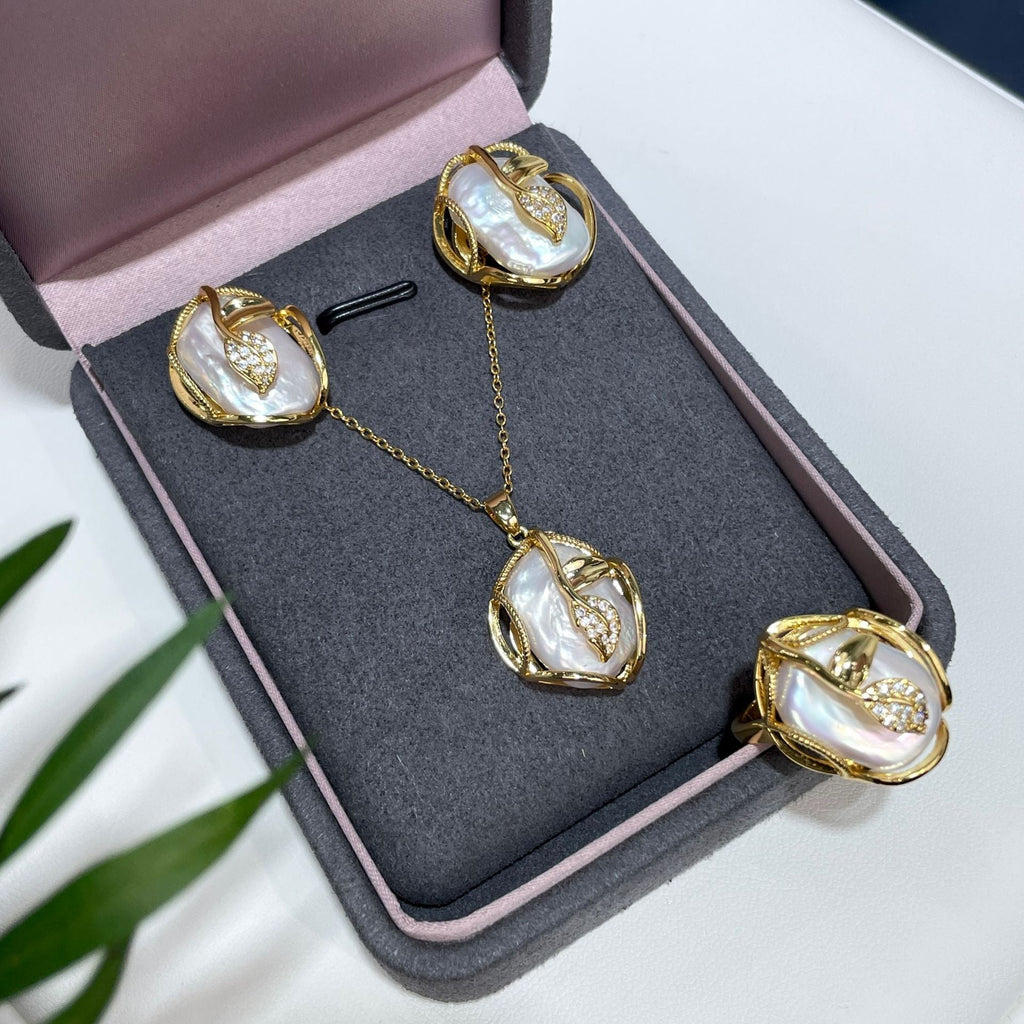 Natural Freshwater Baroque Special-shaped Beads White Color Edison Pearl Eardrop Necklace Pendant Sterling Silver Needle Suit