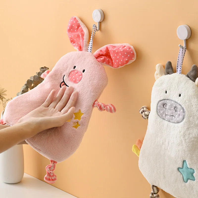 DecorBites™ Cartoon Animal Bathing Hand Towel for Kids - Soft, Absorbent Coral Velvet