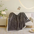 DecorBites™ Banana Leaf Jacquard Faux Rabbit Fur Double Layer Lamb Bedspread