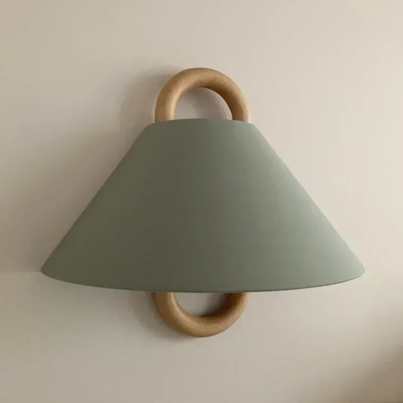 DecorBites™ Beech Wood Wall Lamp: Wabi-sabi Style Fabric Art for Living Room, Bedroom, or Porch