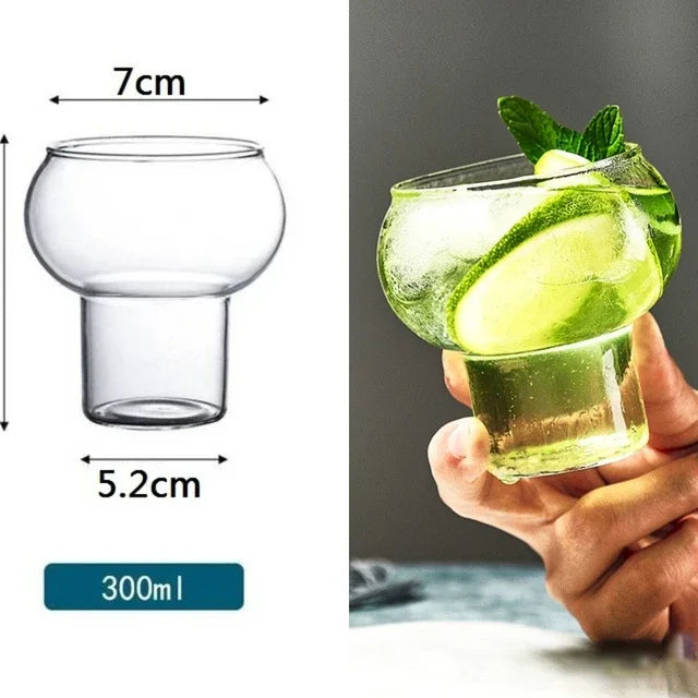 DecorBites™ Gourd Shape Glass Cup Set for Coffee, Whiskey, Wine, Yogurt - 300/520ml
