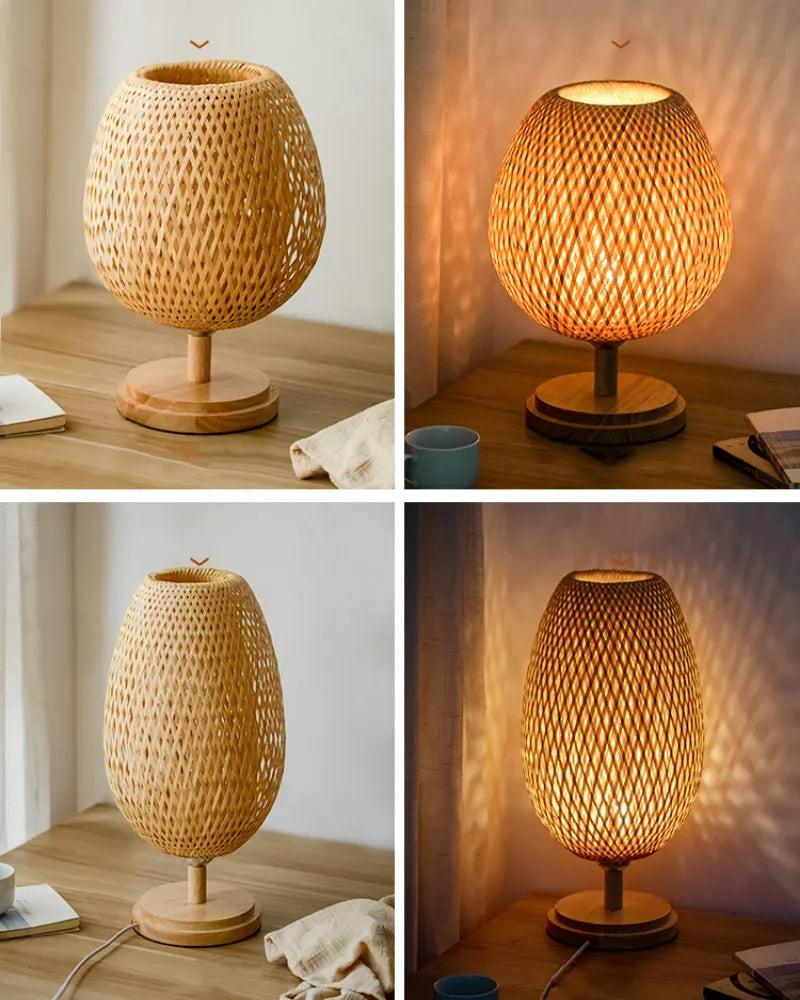 DecorBites™ Bamboo Weave Table Lamp - Modern Bedside Light