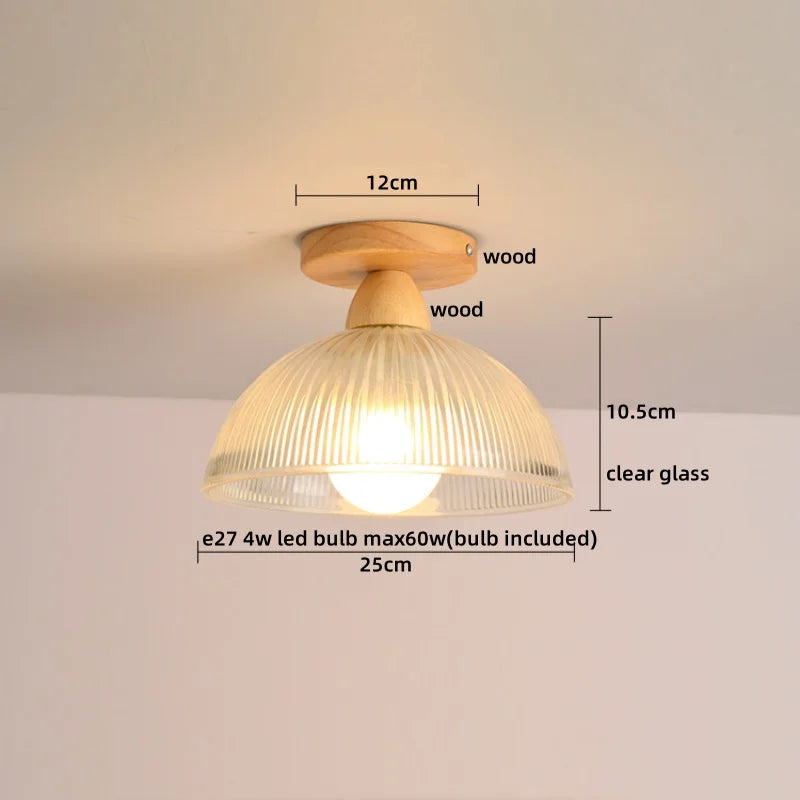 DecorBites™ LED Glass Wood Ceiling Light Modern Plafondlamp for Living Room