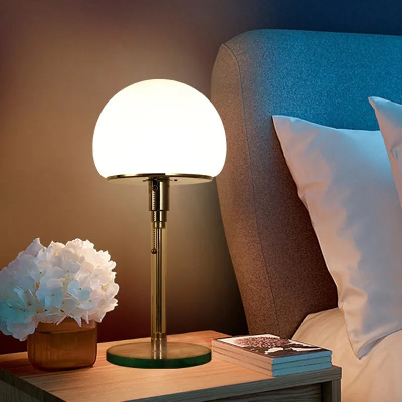 DecorBites™ Bauhaus Mushroom Table Lamp Milk White Glass Bedroom Coffee Study Indoor Lighting