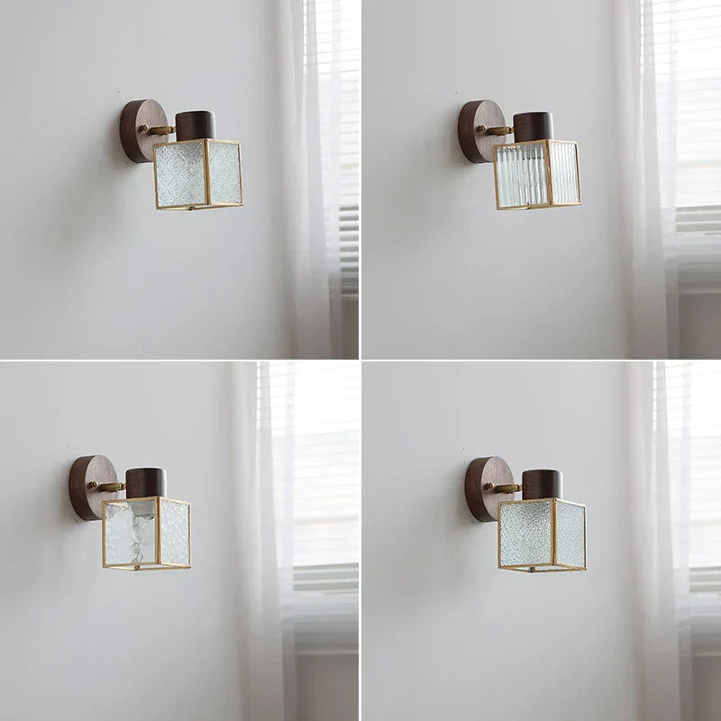 DecorBites™ LED Glass & Wood Wall Lamp | Modern Nordic Design, Pull Chain, Rotate Function