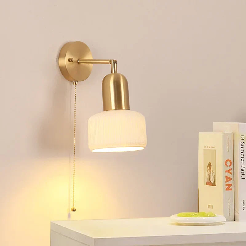 DecorBites™ Ceramic Art Wall Lamp with Rotatable LED Lights & Pull Chain Switch