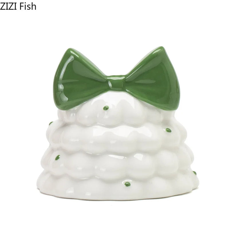 DecorBites™ Bowknot Tree Candle Holder Xmas Ornaments Ceramic Table Decoration
