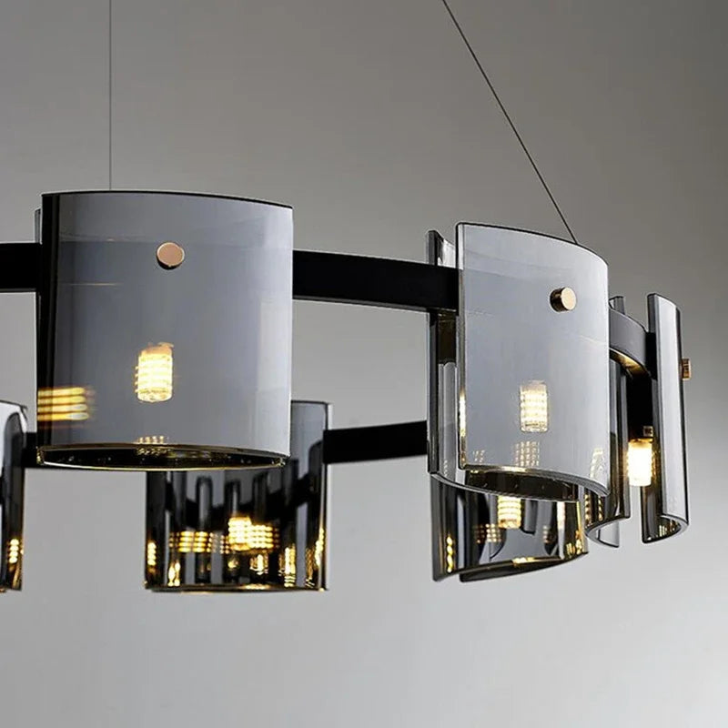 DecorBites™ Elegant Smoky Glass Chandelier Ceiling Lighting for Dining Living Bedroom