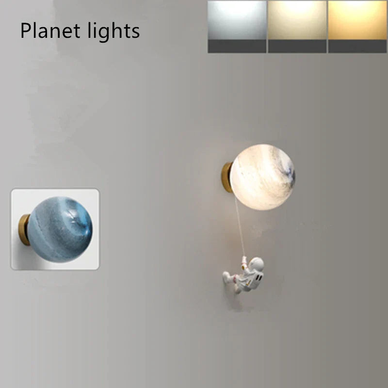 DecorBites™ Astronaut Moon Wall Lamp: Modern Minimalist Kids Bedroom Background Light