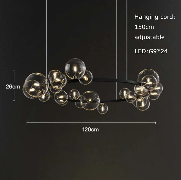 DecorBites™ Black Postmodern Bubble Glass Chandelier with Multi Clear Balls