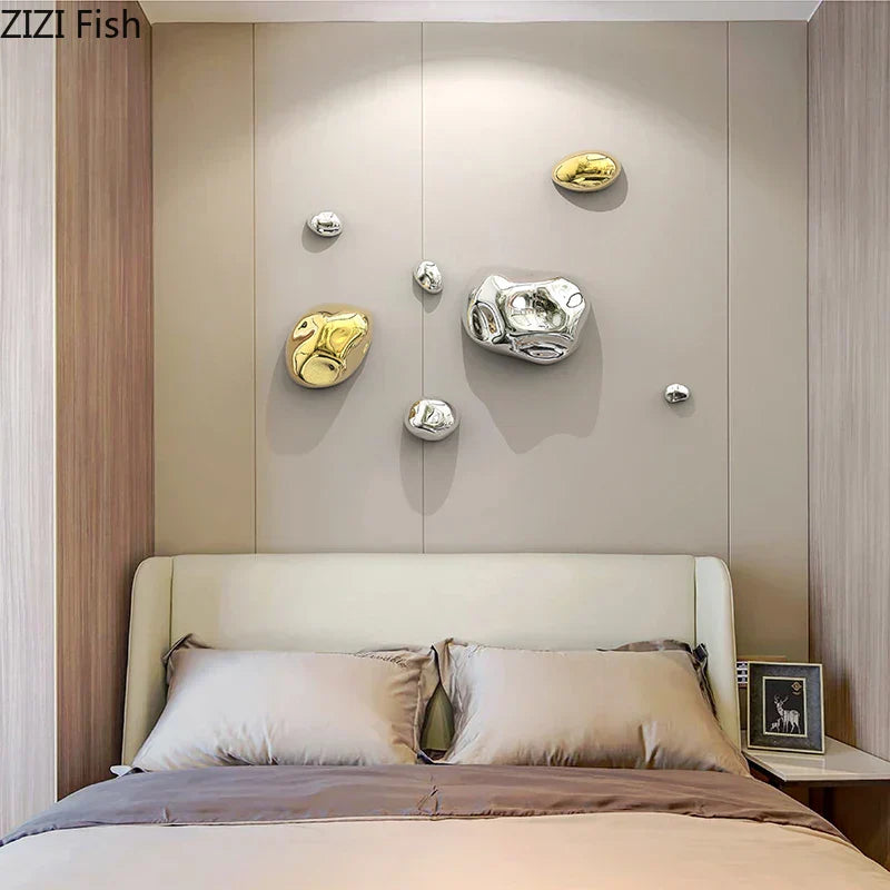 DecorBites™ 3D Gold Stone Wall Hanging Ornaments for Stylish Room Decor