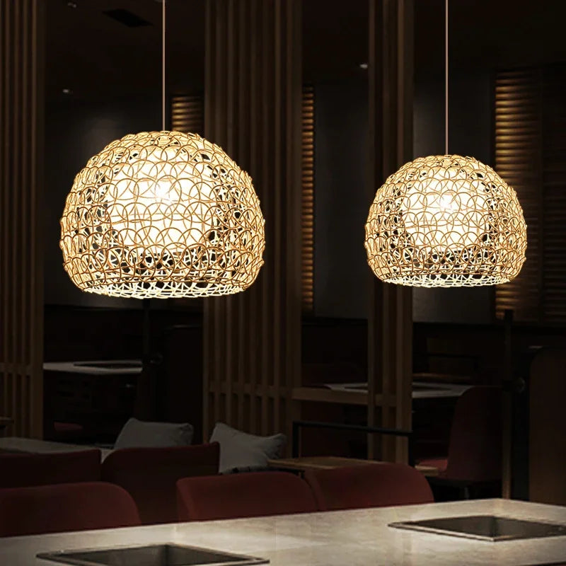 DecorBites™ Hand Woven Rattan Pendant Lights Chandelier Bamboo Modern Living Room Decor
