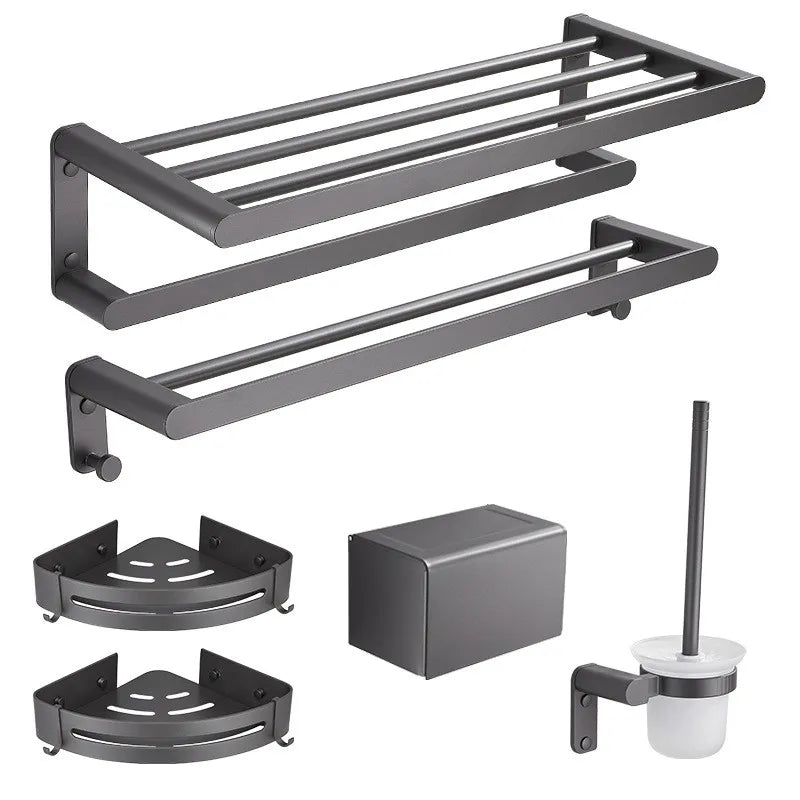DecorBites™ Bathroom Hardware Set: Towel Rack, Shelf, Paper Holder, Towel Holder, Toilet Brush Holder