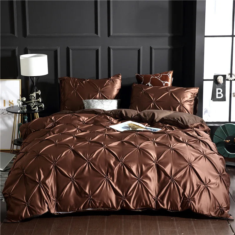 DecorBites™ Chiffon Flower Design Duvet Cover Set with Pillow Cases - Soft Polyester Bedding