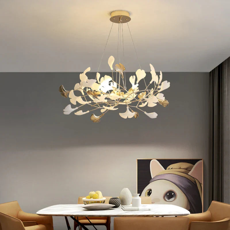 DecorBites™ Ginkgo Leaf Chandelier: Elegant Nordic Art Luxury for Dining Room, Bedroom, Living Room