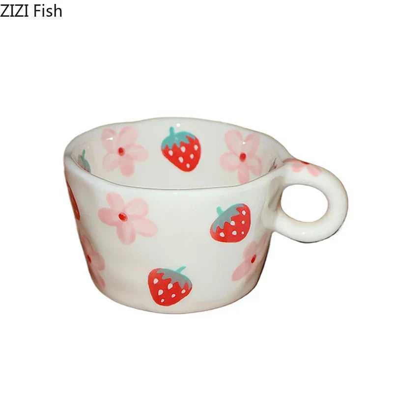 DecorBites™ Cartoon Pattern Ceramic Mug Set for Happy Dining and Tea Time