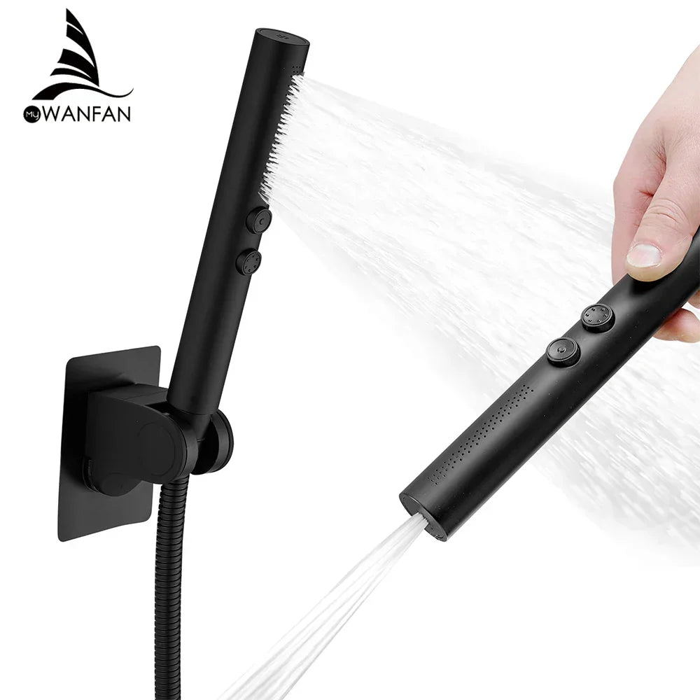 DecorBites™ Black Stainless Steel High Pressure Shower Head Handheld Spray Nozzle